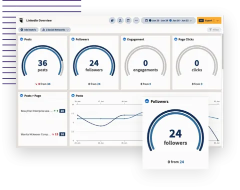 Hootsuite product shot of LinkedIn Overview Analytics