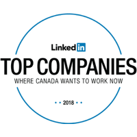 Badge commemorating Hootsuite being ranked in LinkedIn's 2018 Top Companies