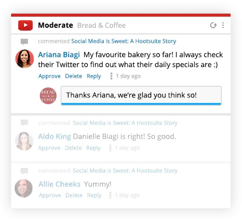 Screenshot of YouTube moderation feature